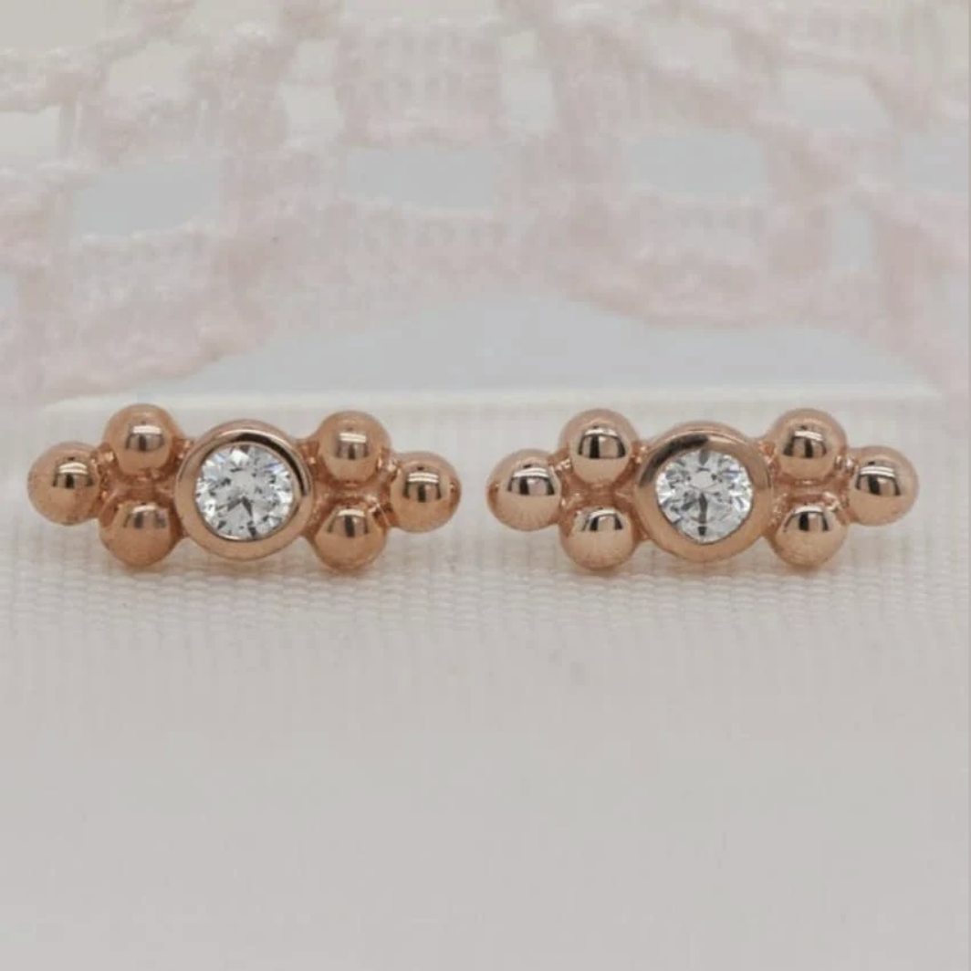 Bezel Set CZ Double Tri-Bead from Junipurr