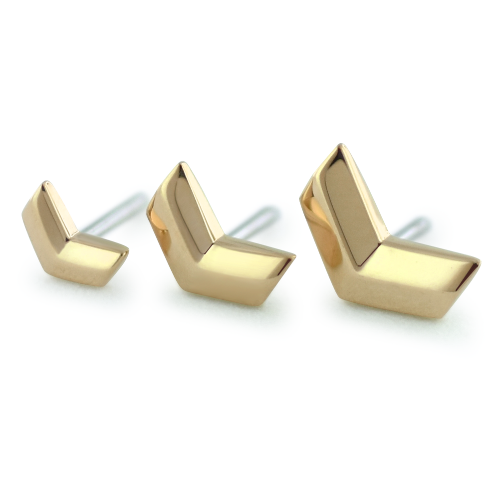 3 Sizes of 18K Yellow Gold Chevron Ends