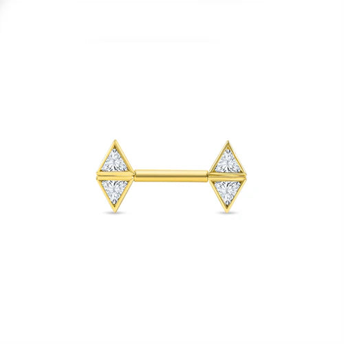 Double Triangle Bezel Straight Barbell from Norvoch