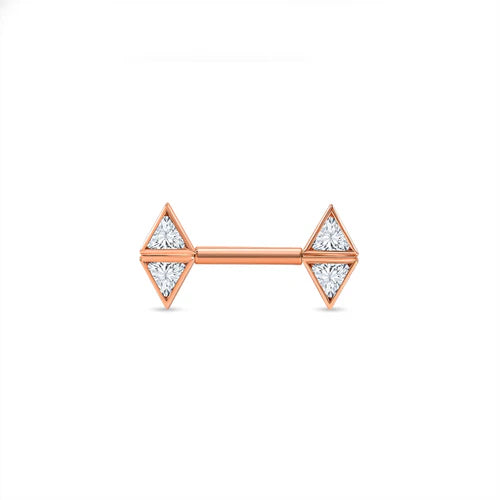 Double Triangle Bezel Straight Barbell from Norvoch