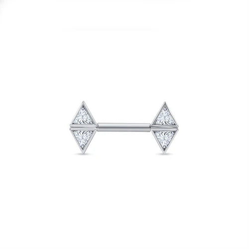 Double Triangle Bezel Straight Barbell from Norvoch