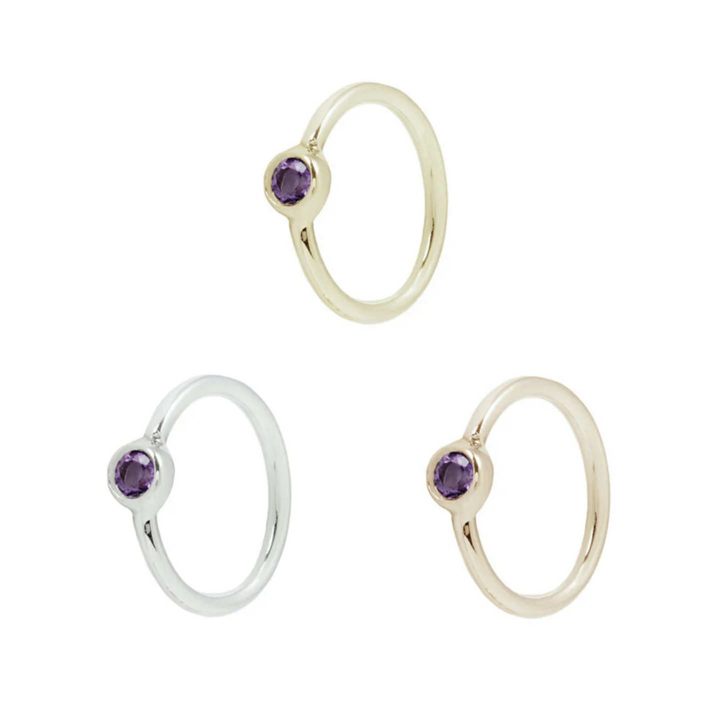 Fixed Bead Seam Ring with 2MM Amethyst From Buddha