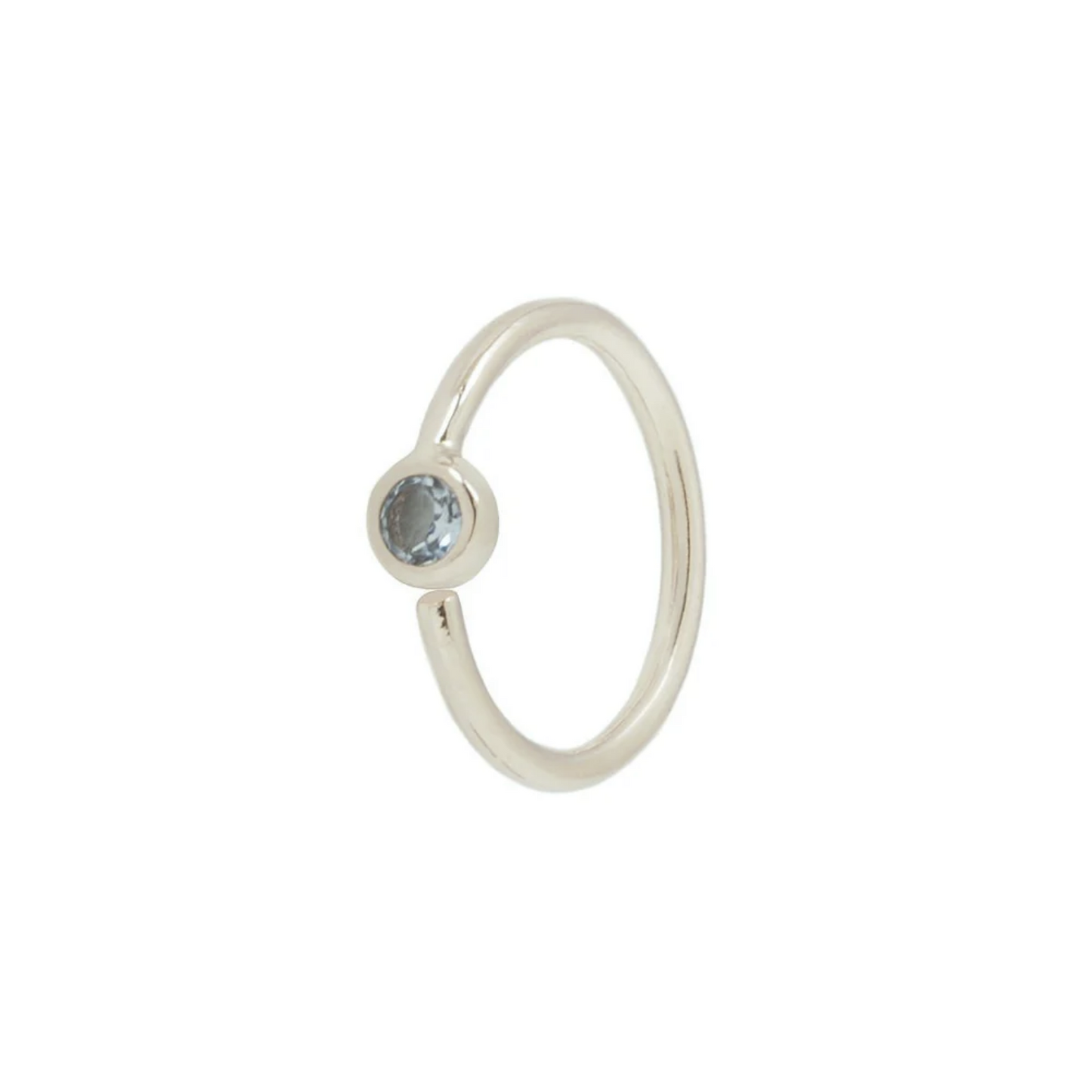 Fixed Bead Seam Ring with 2MM London Blue Topaz From Buddha