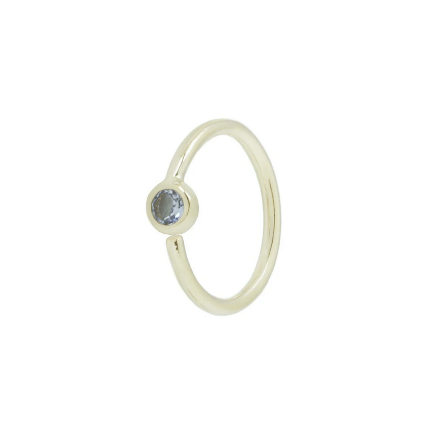 Fixed Bead Seam Ring with 2MM London Blue Topaz From Buddha