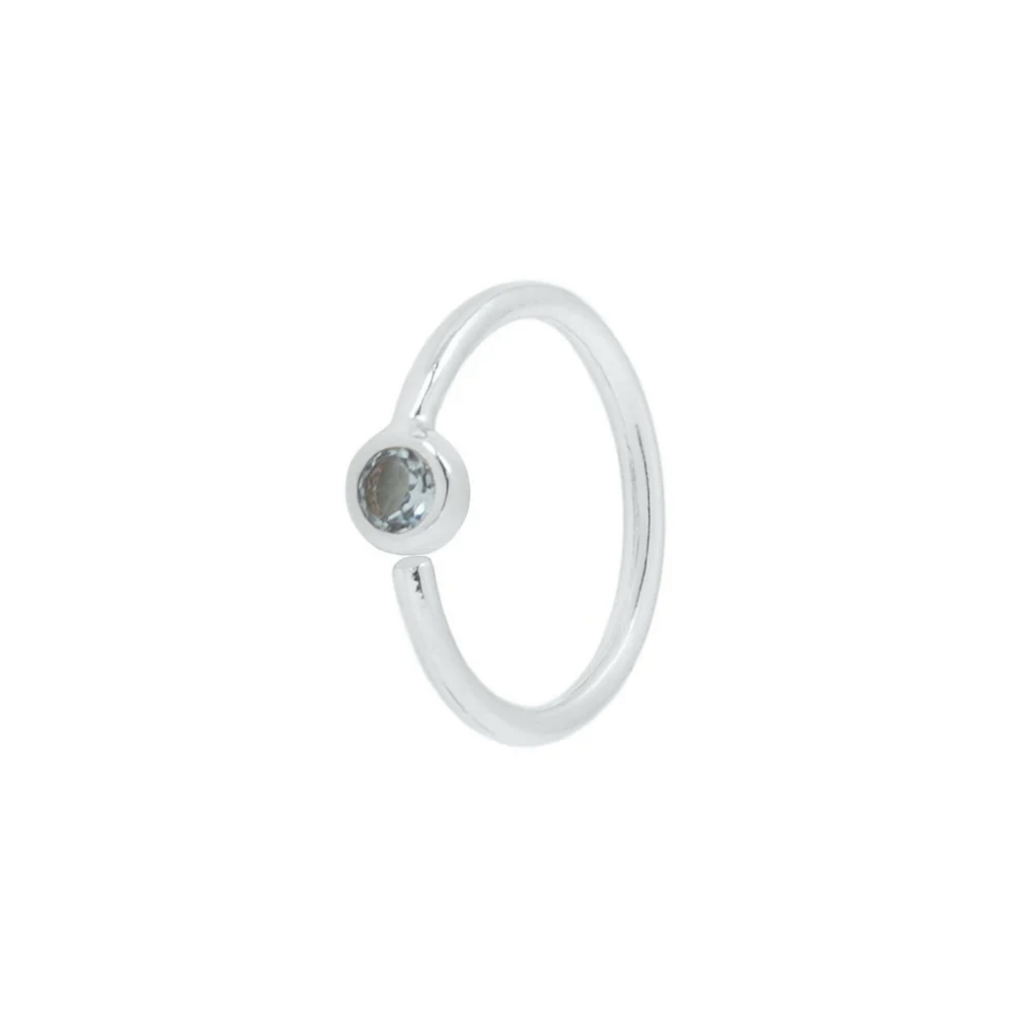 Fixed Bead Seam Ring with 2MM London Blue Topaz From Buddha