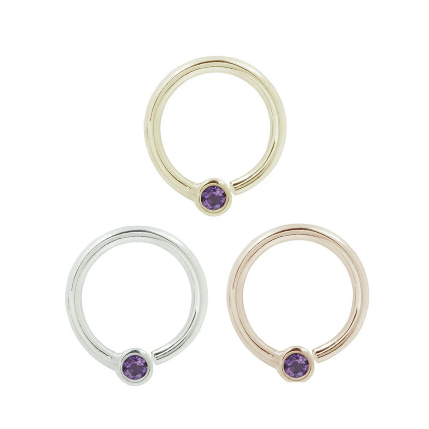 Fixed Bezel Bead Seam Ring with 2MM Amethyst From Buddha