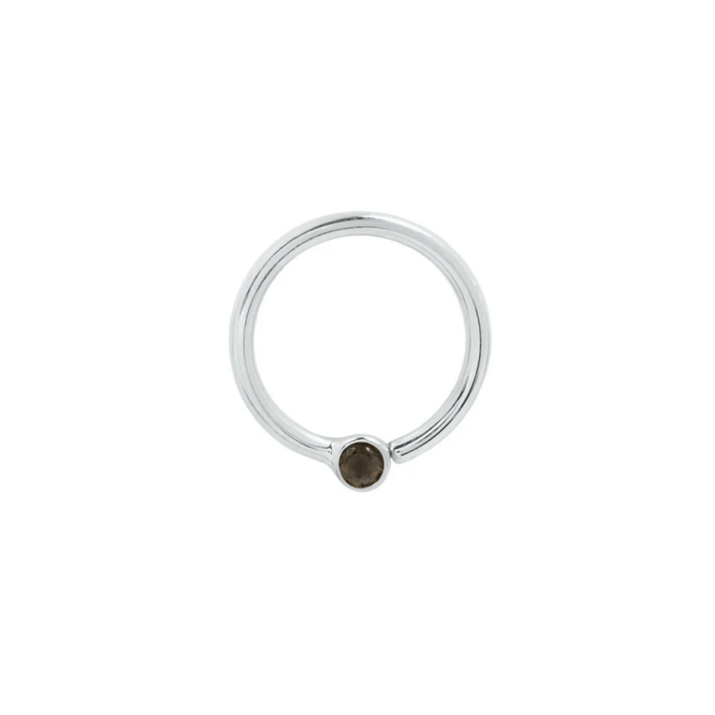 Fixed Bezel Bead Seam Ring with 2MM Smoky Quartz From Buddha