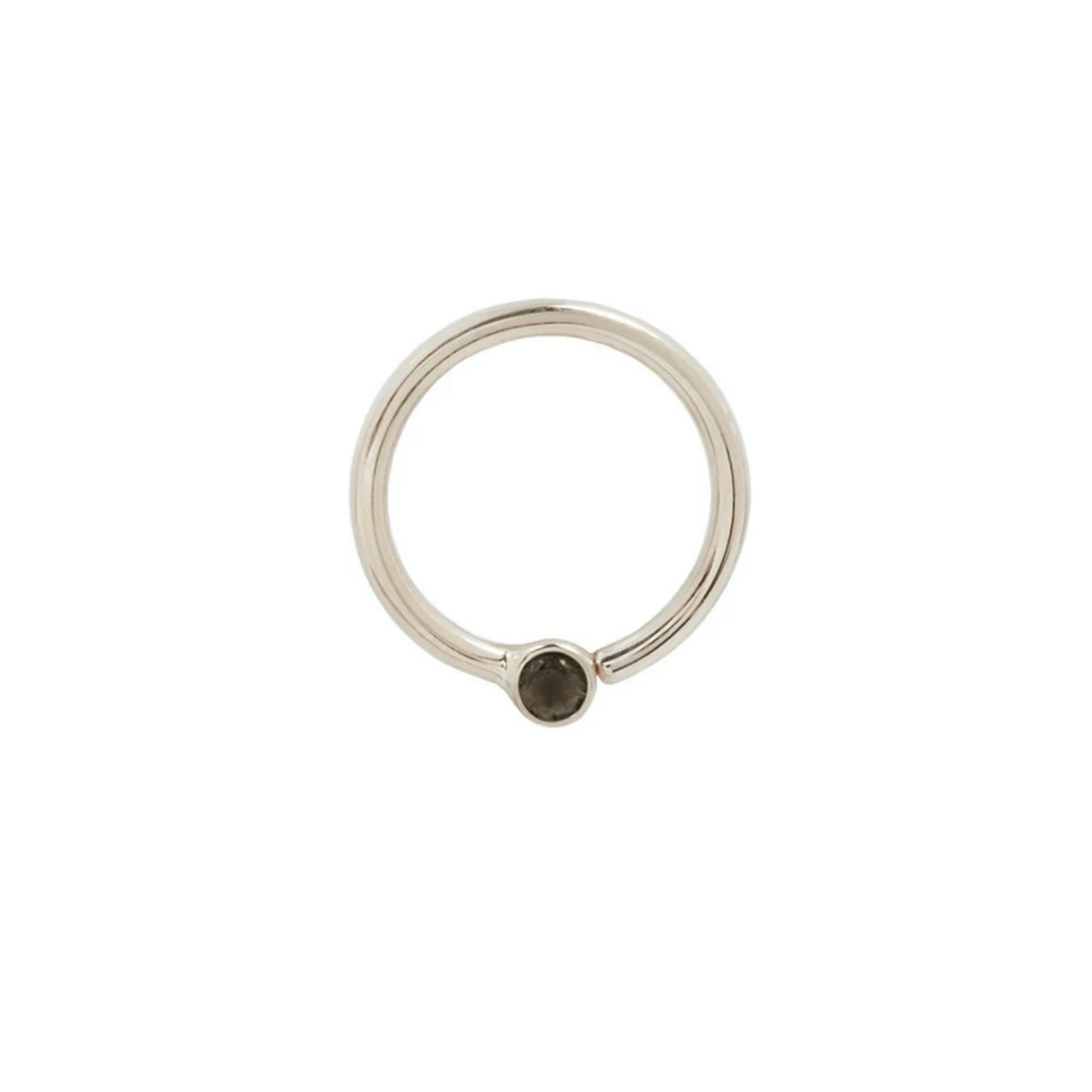 Fixed Bezel Bead Seam Ring with 2MM Smoky Quartz From Buddha