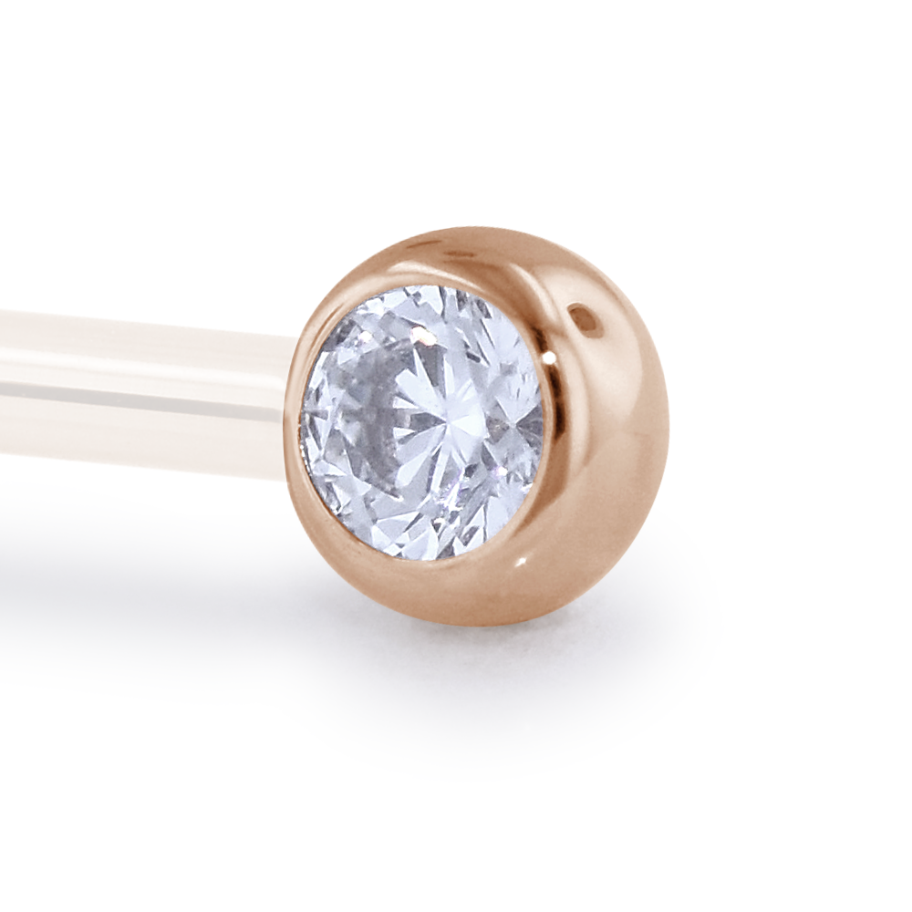 A 12 Gauge side gem in Rose Gold with a Cubic Zirconia Gem