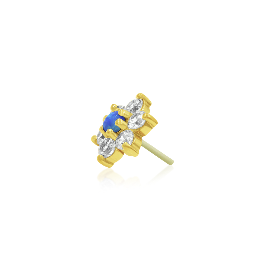 Gold Flower with CZ and Blue Opal from Junipurr