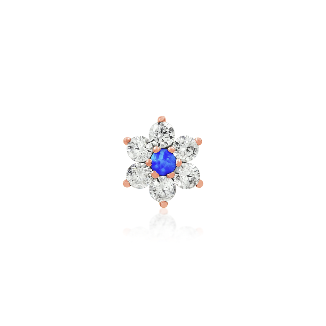 Gold Flower with CZ and Blue Opal from Junipurr