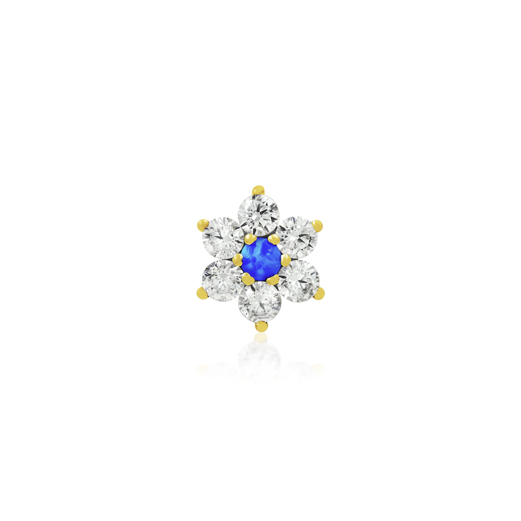 Gold Flower with CZ and Blue Opal from Junipurr