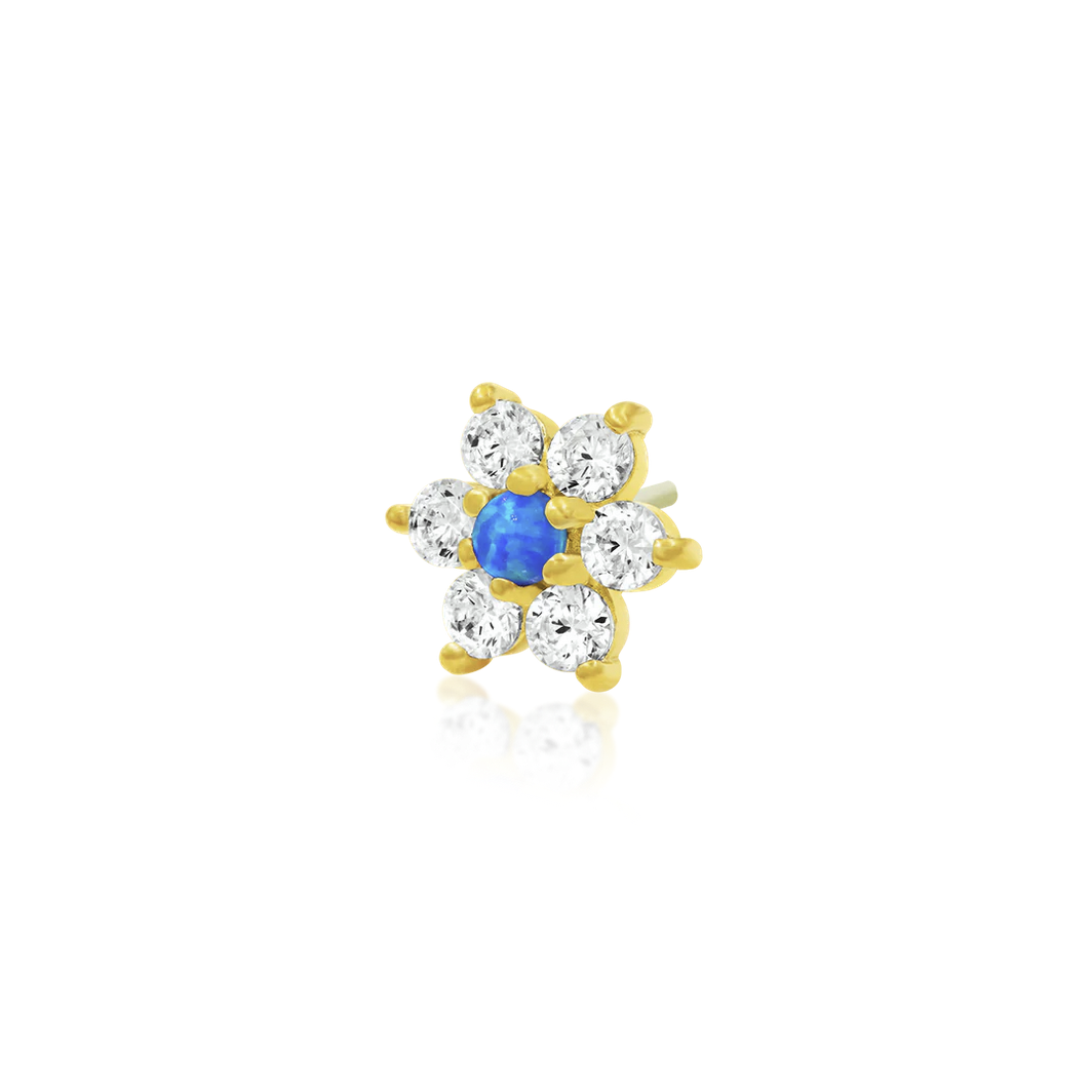 Gold Flower with CZ and Blue Opal from Junipurr