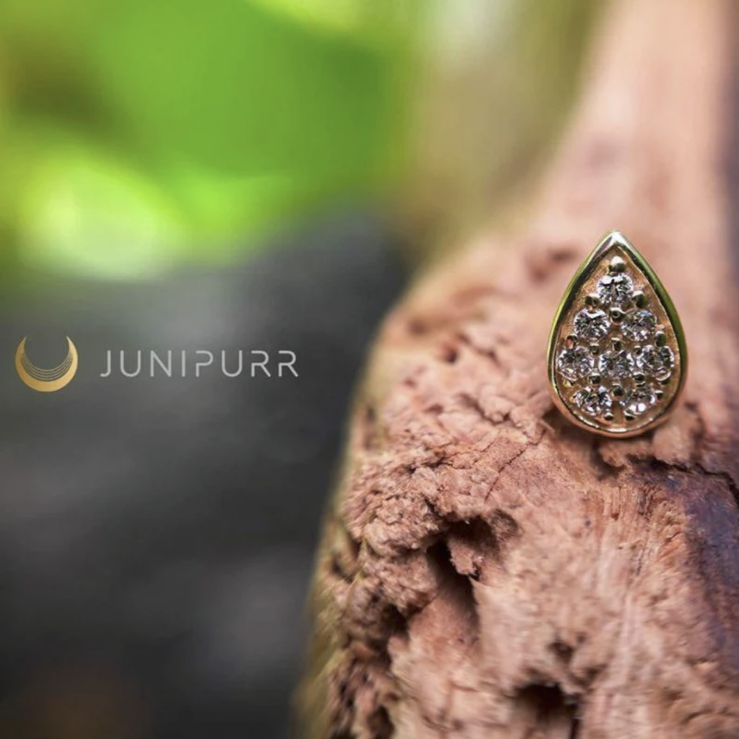 Gold Pear with CZ from Junipurr