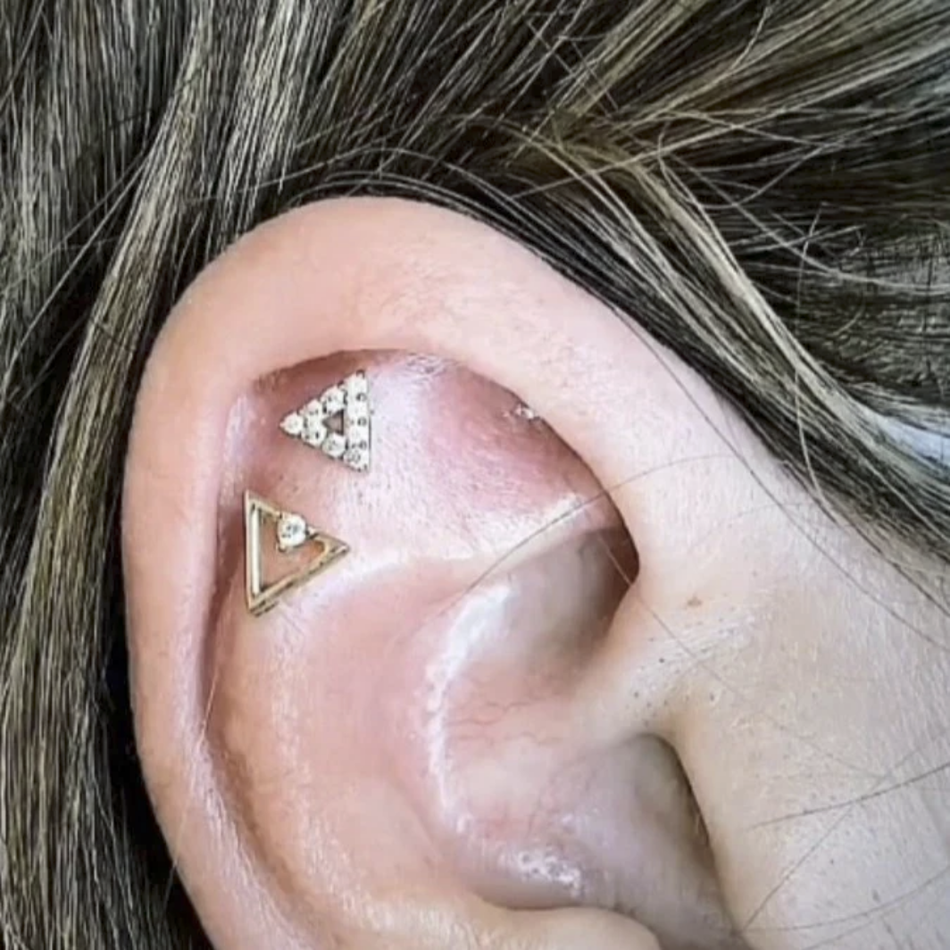 Gold Triangle with CZ Stones from Junipurr