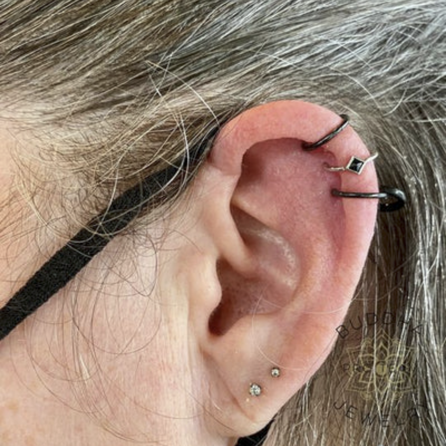 Mae Seam Ring with Black Spinel From Buddha