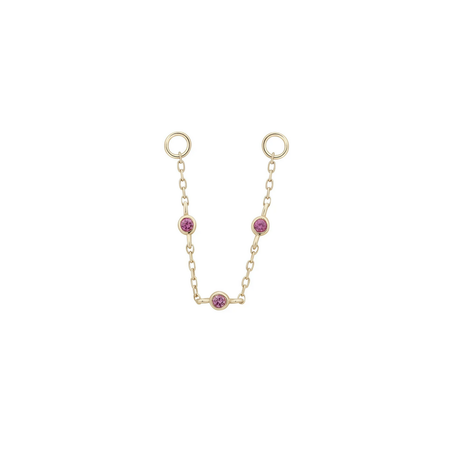 Three Bezel Pink Sapphire Chain From Buddha