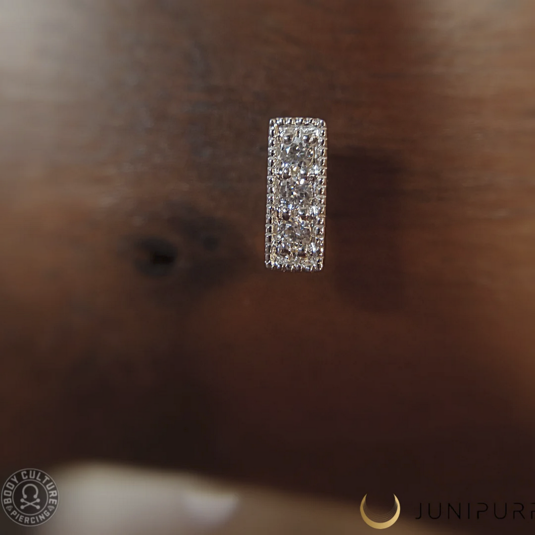 Three Gem Millgrain CZ Bar from Junipurr