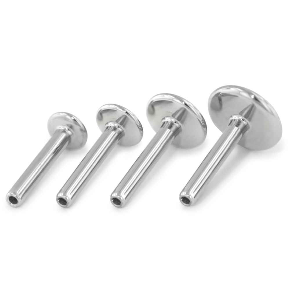 4 sizes of threadless titanium 18 gauge labrets